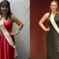 Dos bellas jóvenes representaron a Emilia