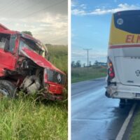 Importante siniestro entre colectivo y camión en Iriondo