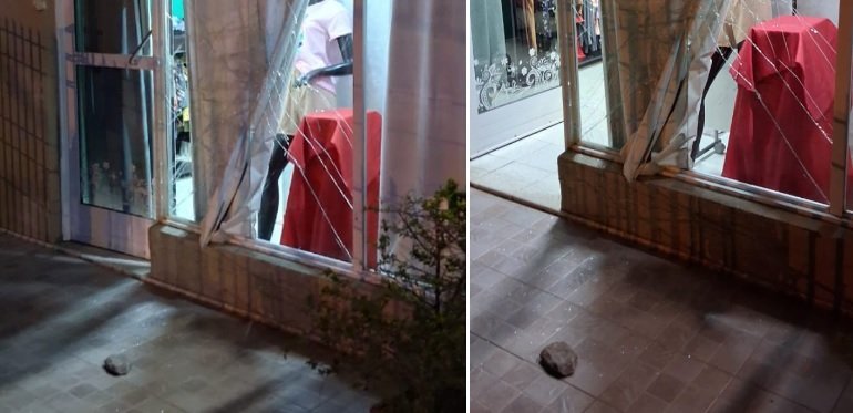 Intento de robo y destrozos en un local comercial de la ciudad 56 rotura vidriera lloke