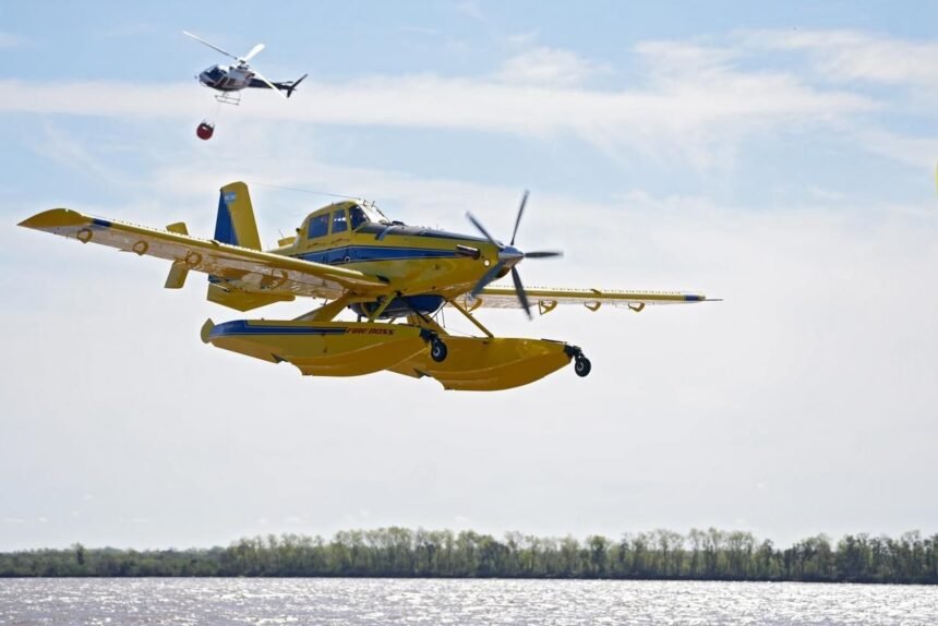 helicoptero y avion hidrante